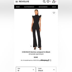 Amanda Uprichard Black Jumpsuit Size Medium